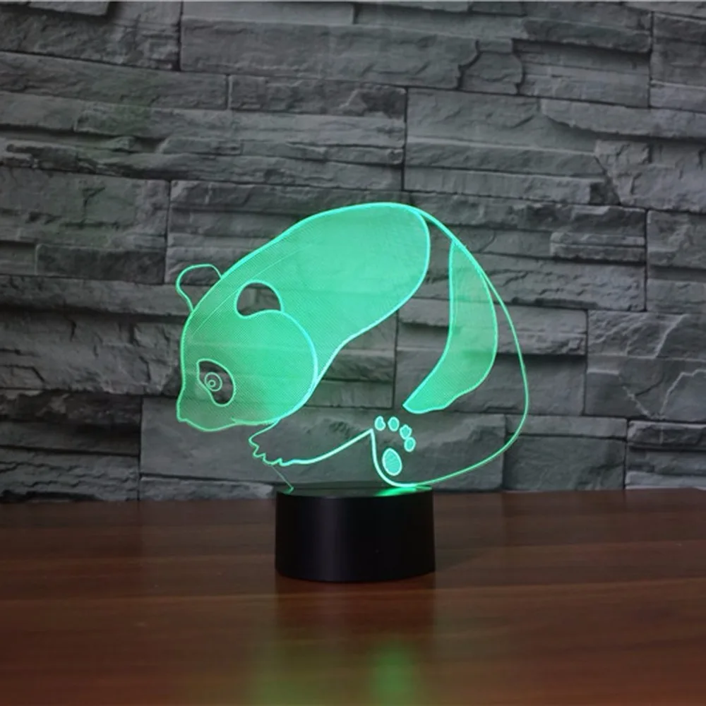 Panda 3d Night Light Colorful Remote Touch Switt Usb Table Lamp Baby