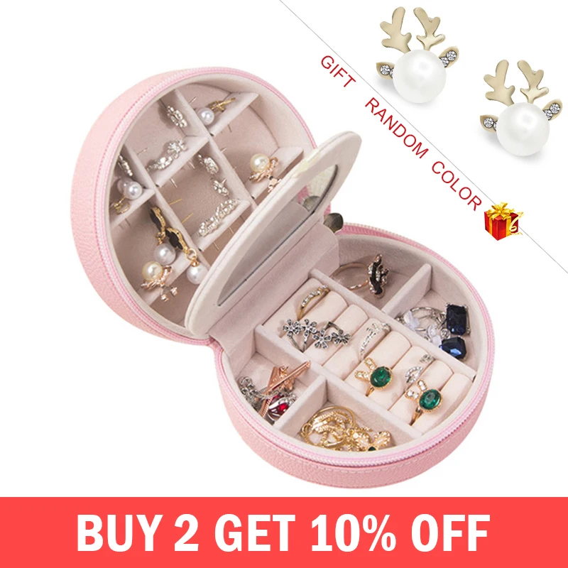 Fashion Women Makeup Organizer Travel Jewelry Box Girl Beauty Necklace Earring Stud Collection Case With Mirror Gear Accessories Fashion Women Makeup Organizer Travel Jewelry Box Girl Beauty Necklace Earring Stud Collection Case With Mirror Gear Accessories