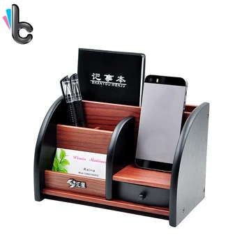 

Wooden Multifunctional Desktop Stationery Organizer Pen Pencil Notebook Storage Box with Drawer