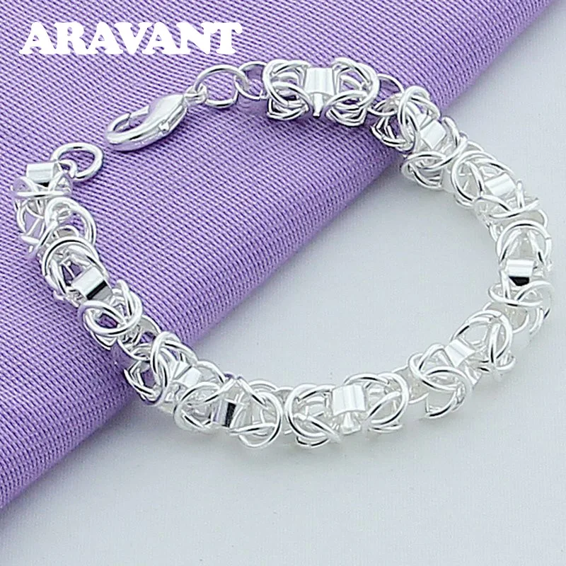 

925 Silver Jewelry Fashion Chains Lobster Clasp Bracelet For Women Men Jewelry