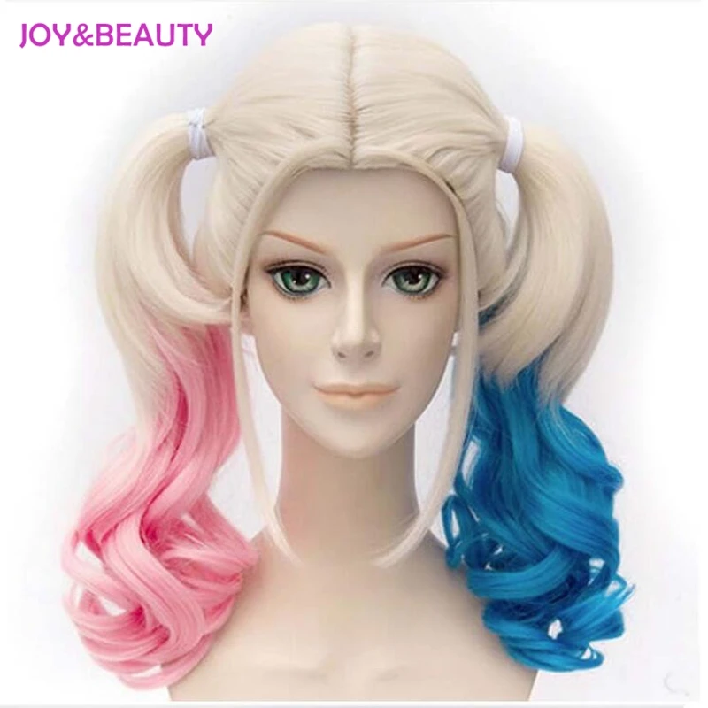 JOY & BEAUTY Hair Harley Quinn Cosplay peluca estilo ondulado sintético Cola de Caballo Peluca de alta temperatura Cos peluca envío gratis JOY & BEAUTY Hair Harley Quinn Cosplay peluca estilo ondulado sintético Cola de Caballo Peluca de alta temperatura Cos peluca envío gratis