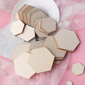 

50/100Pcs New Hexagonal Shape Wood DIY Laser Cut Embellishment Craft Decor Ornaments Wedding