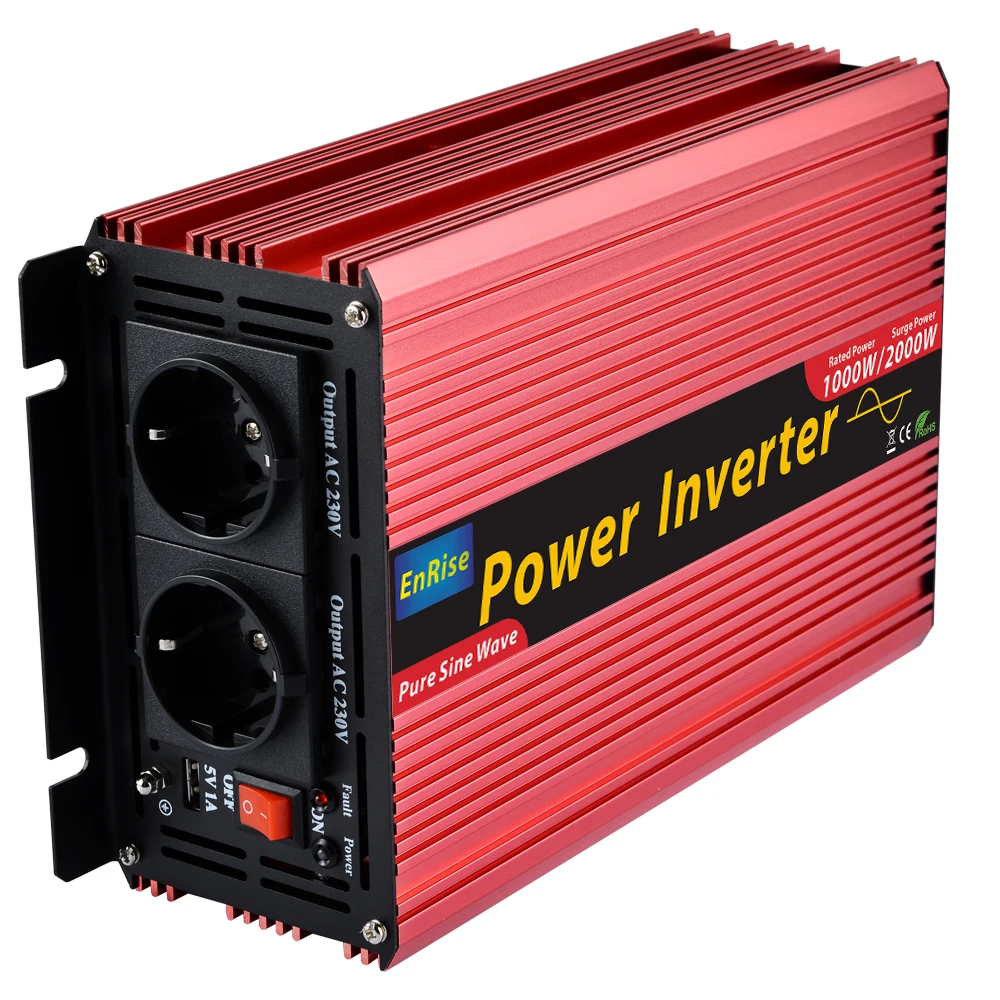 Инвертор 1000 Вт пик 2000 DC12V к AC 220 В 230 чистый синусоидальный инвертор с 5 1A USB зарядное