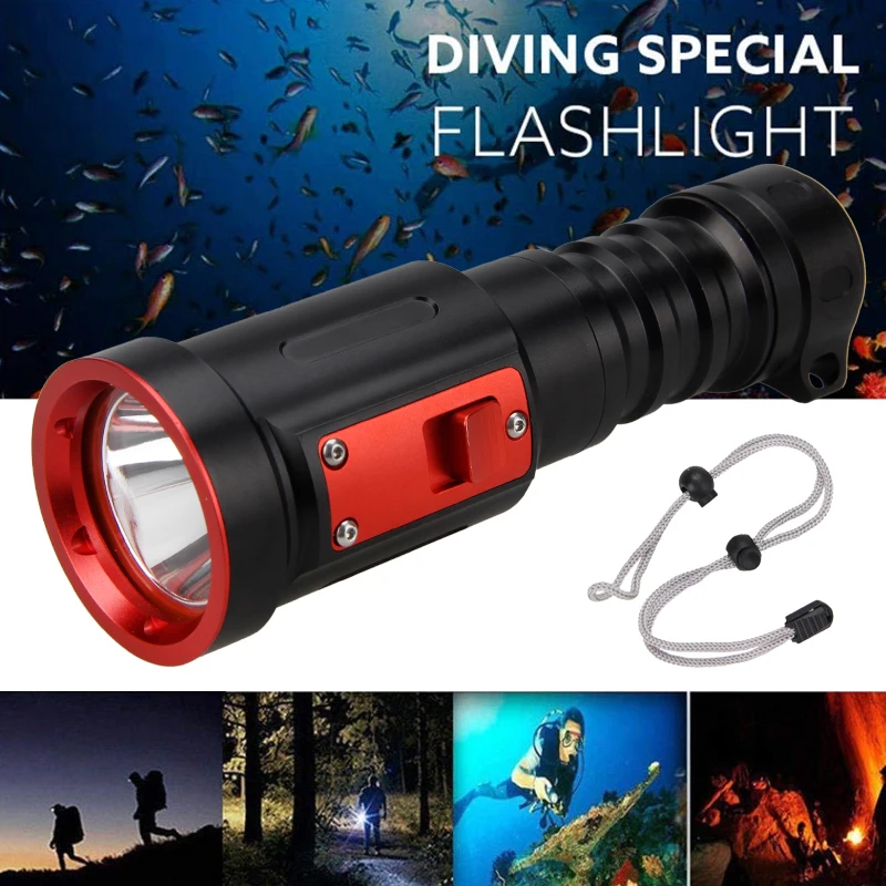 

3 Mode Powerful Lumens Tactical Diving Flashlight LED Waterproof 100M Swiming Flashlight for 18650 or 26650 Battery