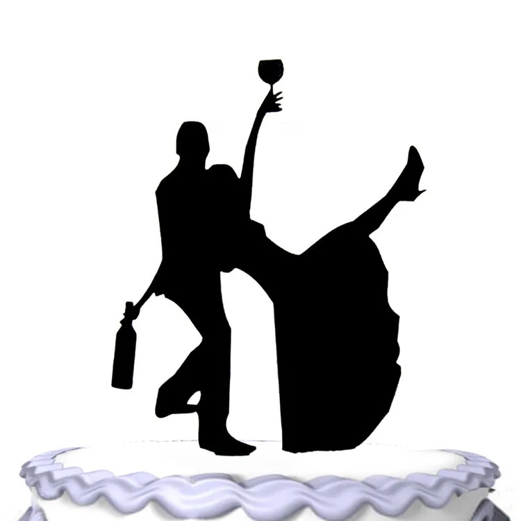 

Meijiafei Drunk Bride Dancing with Groom Silhouette Wedding Cake Topper