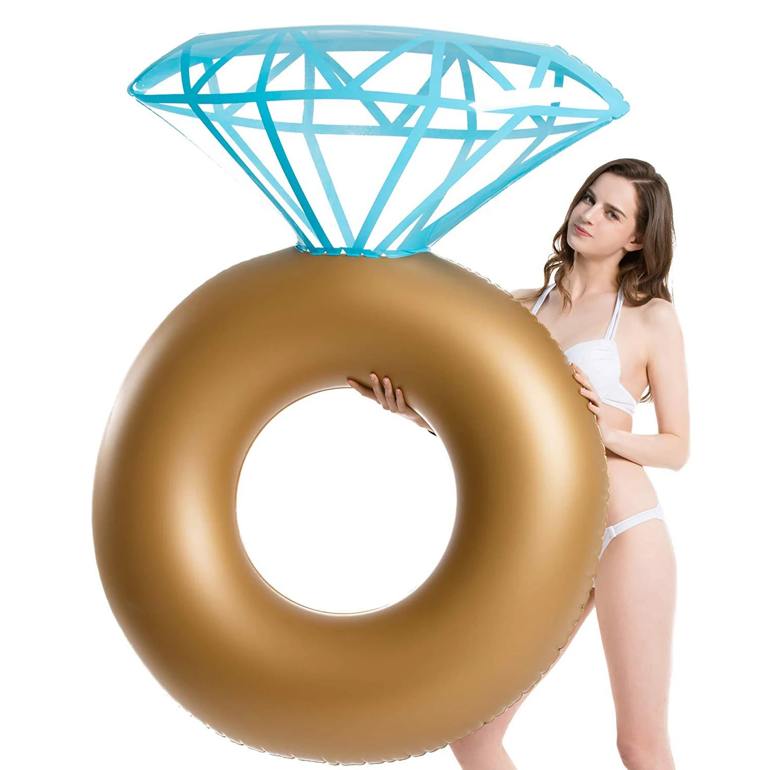 Надувное бриллиантовое кольцо для бассейна, обручальное кольцо, девичник, вечерние, для плавания, для улицы, для воды, для взрослых и детей