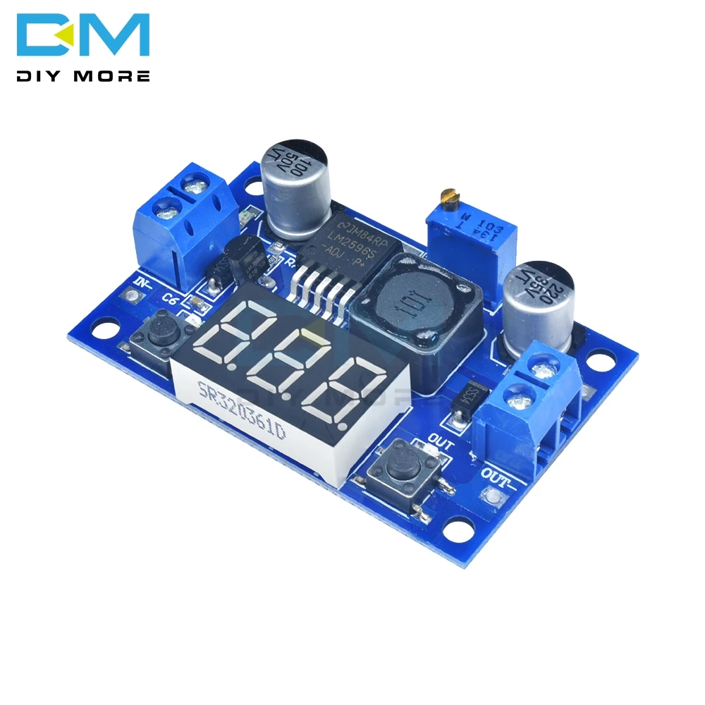 LM2596 понижающий модуль преобразователя питания светодиодный цифровой вольтметр дисплей регулируемая плата DC-DC 2A защита от короткого замыкания