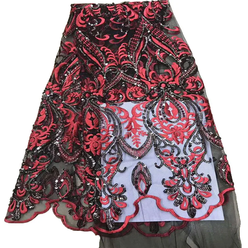 

African net lace fabric with sequin of high quality Special wedding dress sequined Tulle lace fabric HJ805-2