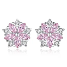 Акция! модные блестящие женские серьги-гвоздики из стерлингового серебра 925 пробы с фианитами и снежинками, ювелирное изделие, женский новогодний подарок, Прямая поставка