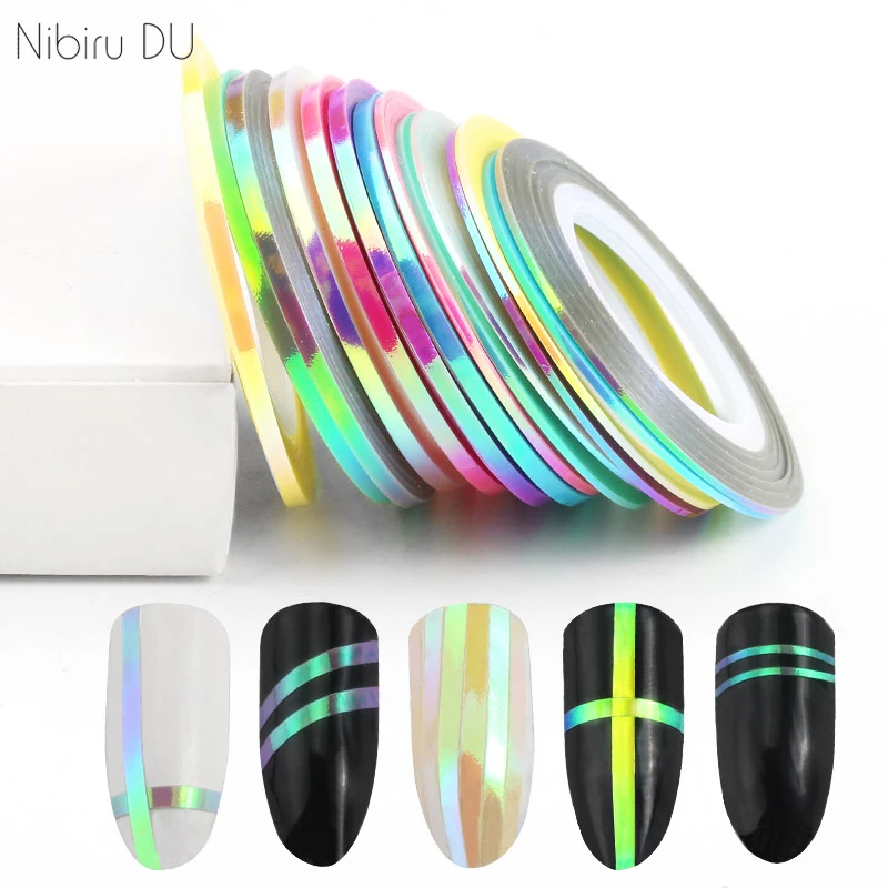 

7Pcs Striping Tape Line Nail Sticker Mermaid Candy Color Design Nail Decals Manicure DIY Tools Nails Decorations