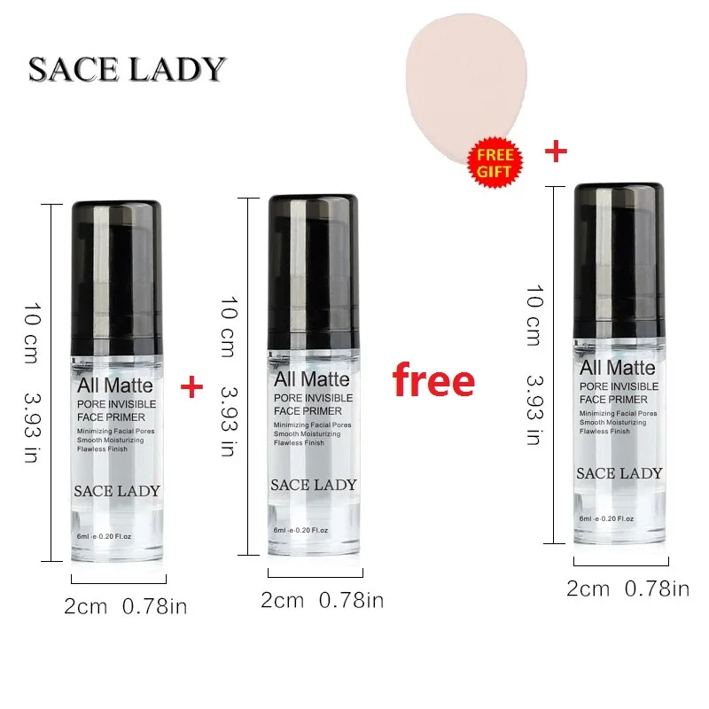 

SACE LADY Buy 2 Get 1 6ml Face Primer All Matte Make Up Foundation Pores Invisible Maquiagem Base Facial Skin Oil-control TSLM1