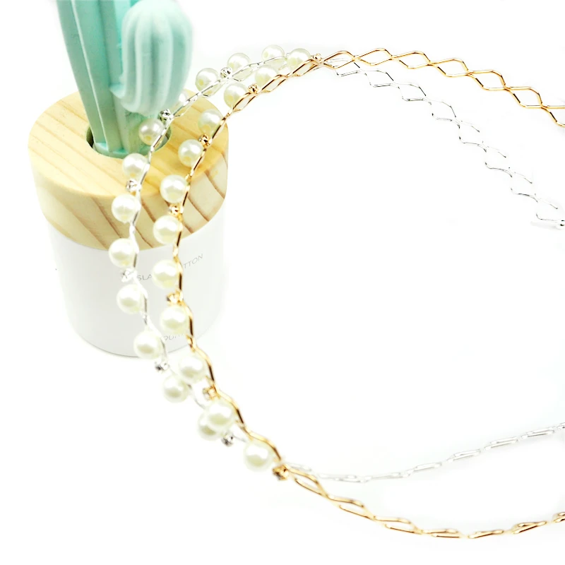 

design Imitation Pearl headband Women hair band 2019 New bezel hairbands Wedding Party Bridal Hair Hoop Hair Accessories