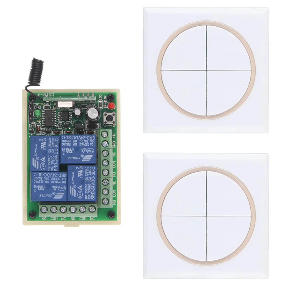 

DC 12V 24V 4 CH 4CH RF Wireless Remote Control Switch System 86 Wall Pannel Transmitter & Receiver Toggle
