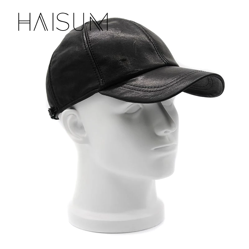 

2018 Rushed Fitted Haisum New Year's Sale!genuine Leather Man's Baseball Cap Hat High Quality Men's Adult Solid Hats Caps Cs42