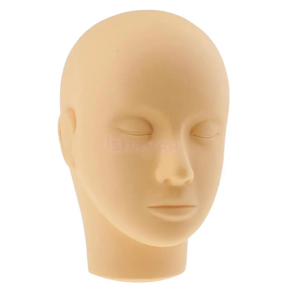  Soft Silicone Eyelashes Massage Face Painting Practice Training Mannequin Manikin Head + Black Desk