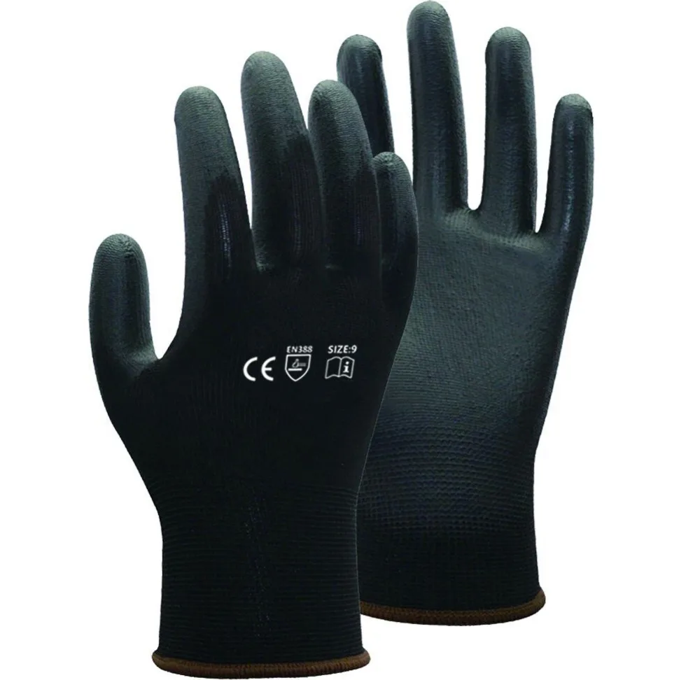 Nylon liner ESD Safe Anti static PU P Coated Work Gloves for Electronic