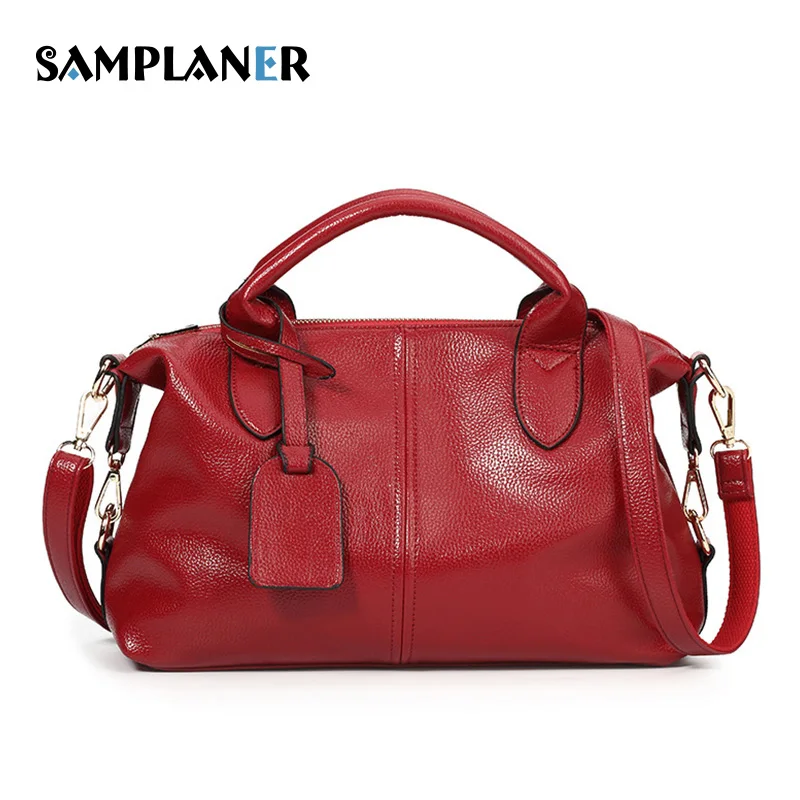 

Samplaner lychee pillow bag ladies shoulder bags portable black Messenger bag handbag soft PU leather Boston ladies hand bags