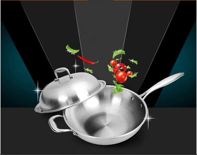 Germany Tecnical Food Grade 28CM 18/10 Stainless Steel 5-Ply Non-Coating Non-stick Wok Frypan | Дом и сад