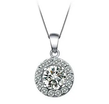 

White Gold Tone Cubic Zirconia Pendant Necklace Jewelry Women Gifts