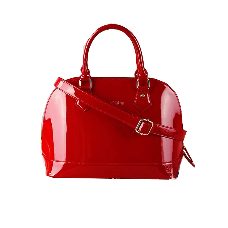 Фирменный дизайн, женские сумки через плечо из искусственной лакированной кожи, женские сумки через плечо, женские сумки с верхней ручкой, сумки-ракушки, красные, черные, 31 см