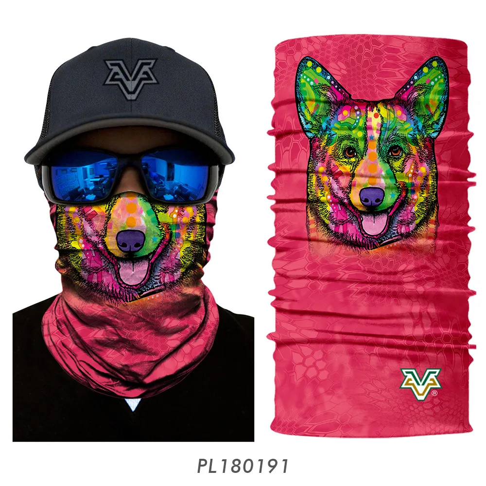Цветная собачья лицевая маска в виде кошки, лыжные головные уборы для животных, повязка на шею, банданы, Солнцезащитный волшебный шарф, бесшовная Балаклава - Цвет: PL180191