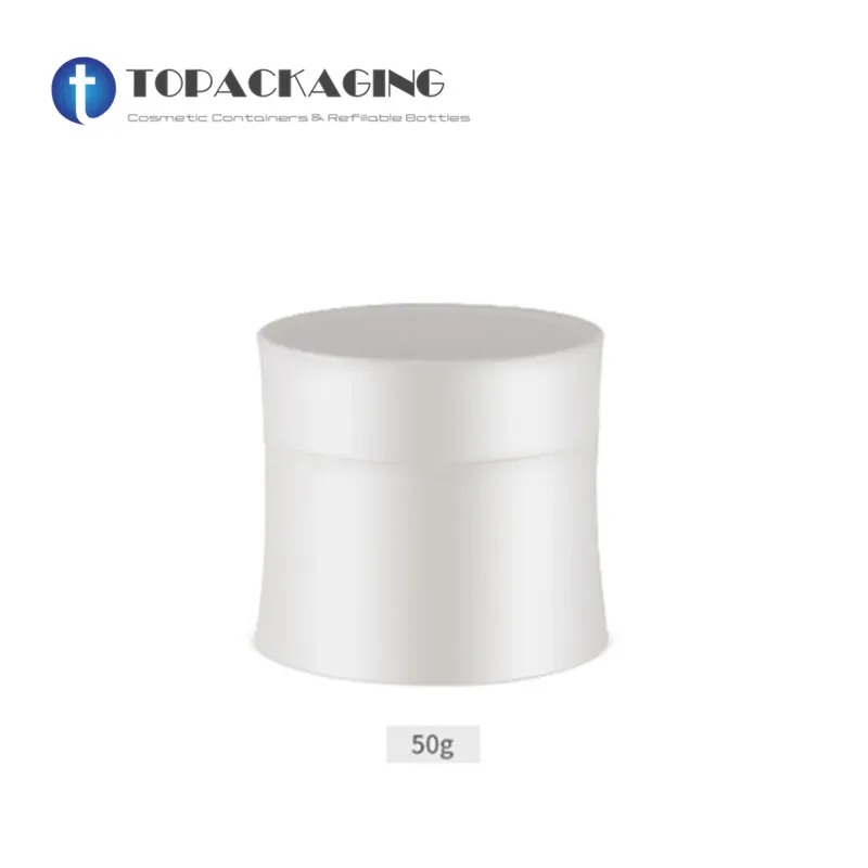 

50PCS/LOT-50G Cream Jar,Concave Bottom Box With Screw Cap,White Plastic Cosmetic Container,Empty Mask Canister,Nail Art Cans