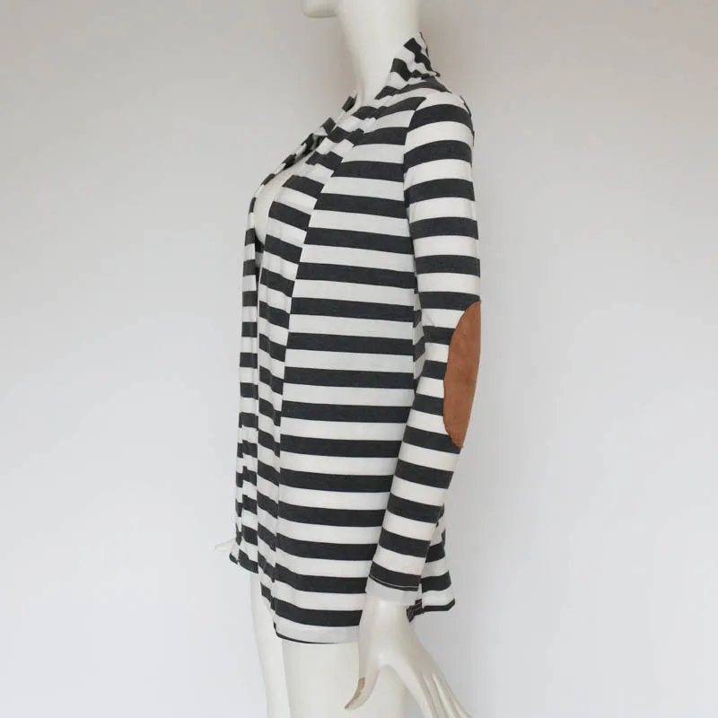 Female Cardigan Loose Long Sleeve Cotton Stripe Trendy Slim Long Sleeve Striped Patch Cardigan Jacket Cardigan Coat For Women6