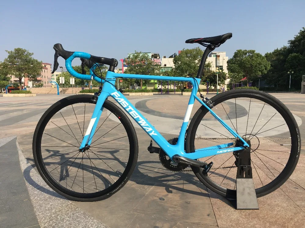 Excellent 700C carbon Road Complete Bike 22 Speed 105 5800 Groupset TAIWAN brand light blue sky FASTERWAY CLASSIC D brake 49/52/54/56/58 28