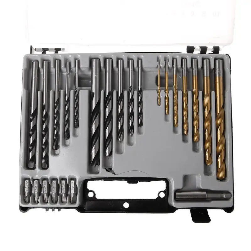

24pcs 2-10mm HSS High Speed Steel Twist Impact Wood Screwdriver Drill Bit Set Connecting Rod Drilling Craft Wood Working Tool