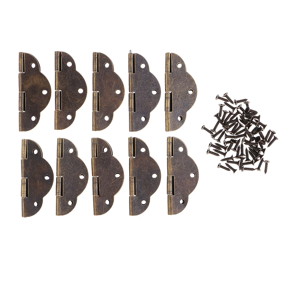 10Pcs 46x35mm / 56x31mm Antique Bronze Vintage Door Hinges