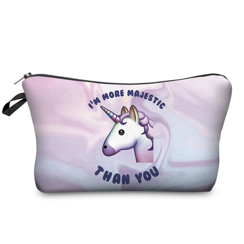 

2018 Fashion Unicorn 3D Printing Cosmetic Bag Women Makeup Bags Travel Makeup Pouch Kit Toiletry Bag Maquiagem UBM072
