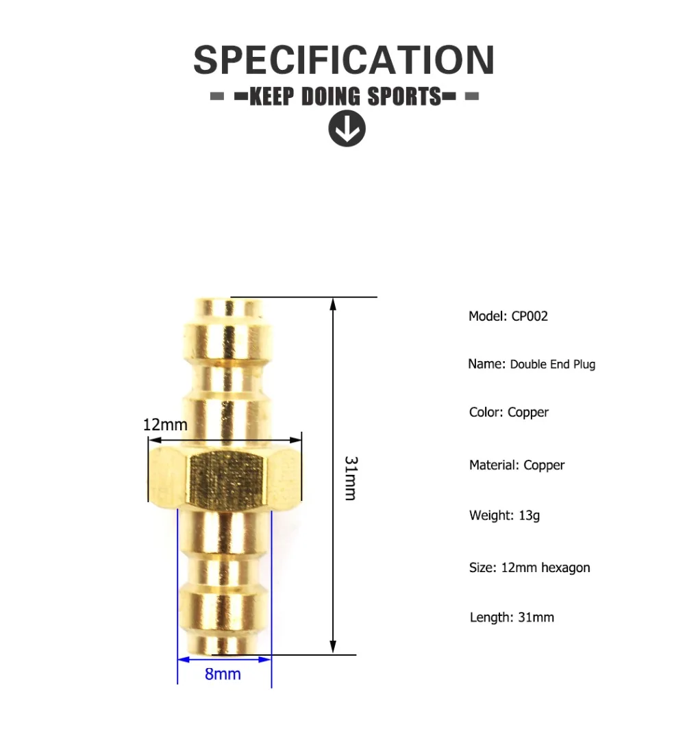 PCP Airforce Пейнтбол Медь двойной конец штекер быстрой смены навесного оборудования Разъем для воздуха гнездо CP002 3 шт. = 1 лот