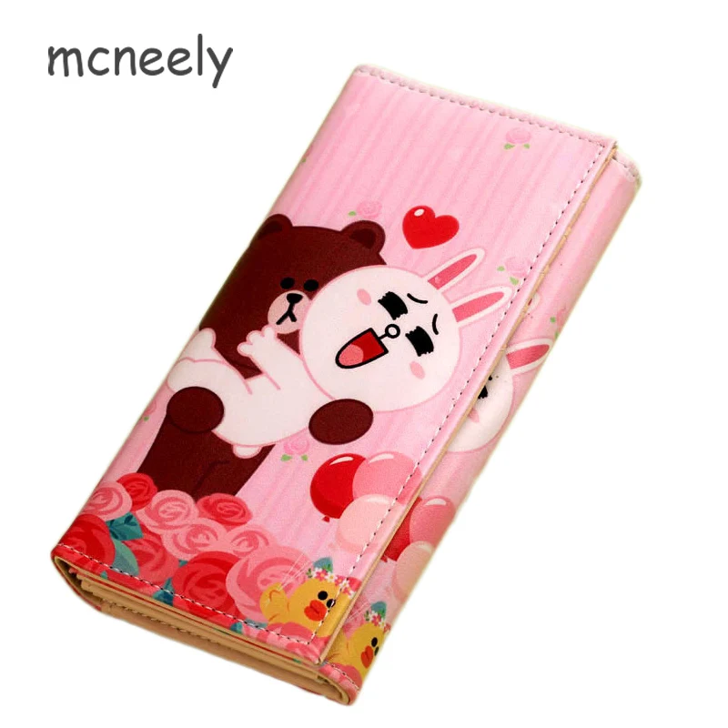 

Pink Candy rabbit Women PU Leather Wallet Femal Lovely Printing Hasp Coins Mobile Wallet long High Capacity Wallets And Purses