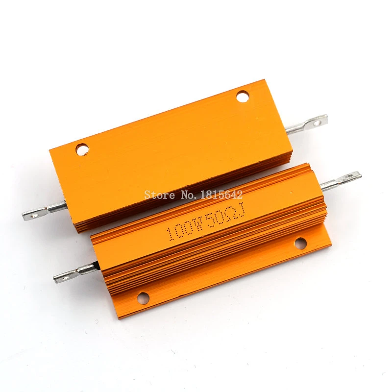 Unique Bargains 100W 5K Ohm Aluminum Shell Resistor Housing Resistor Housed Case Wirewound Resistors Power Resistor, 5 Pack