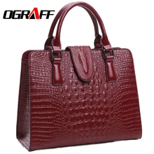 OGRAFF Genuine Leather Bags Female Crocodile Leather Women Shoulder Bags Handbags Female Luxury Handbags Women Bags