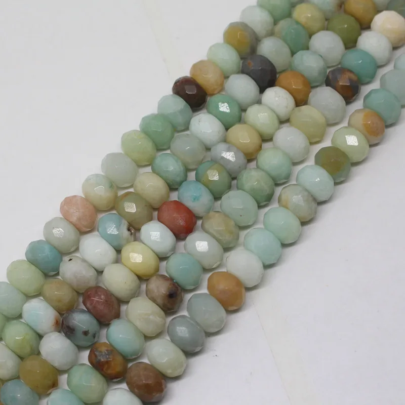 

Mini. order is $7! 5x8mm Faceted Natural Multicolor Amazonite Oval Rondelle Loose Beads 15''