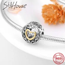 Полная любовь сердца 925 стерлингового серебра Полые бусины подвески для оригинальной Подвески браслет Изготовление браслетов DIY ювелирные изделия подарок