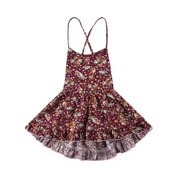 

Summer Backless Print Floral Vestidos Cover-Ups Baby Girl Skater Dress Kid Floral Princess Party Dresses Sundress Cover-Ups