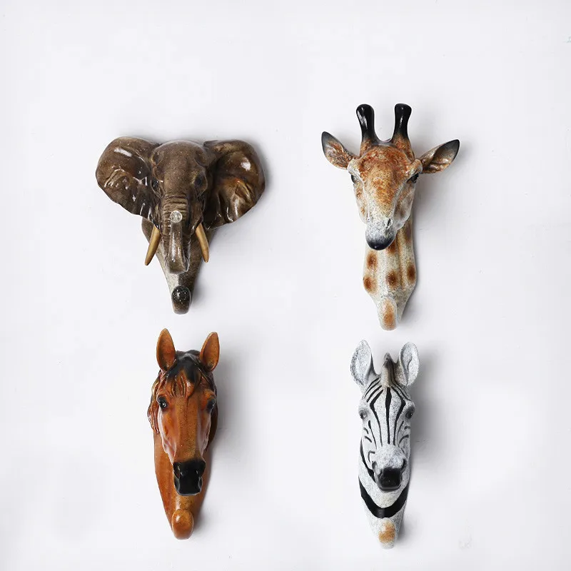 Animal Head Resin Hook Creative Retro Coffee Shop Wall Hanging Deer Head Coat Hook Resin Hanger