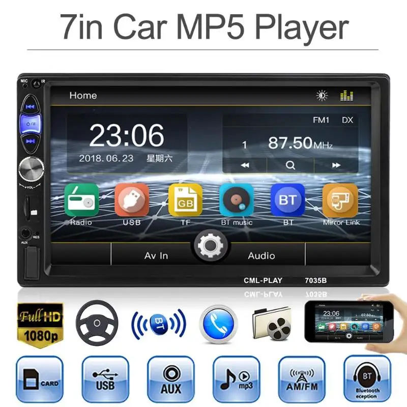 VODOOL 7 дюймов 2DIN в приборной панели Bluetooth стерео MP5 плеер FM радио MP3 музыка
