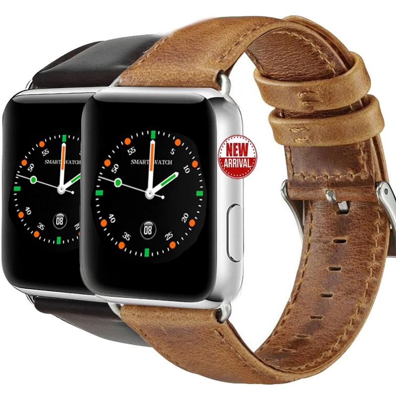 

Genuine Leather Smart Watch Mens Lady's Wristwatch GPS Blood Sleep Fitness Tracker Heart Rate Band Smartwatch for iPhone Android