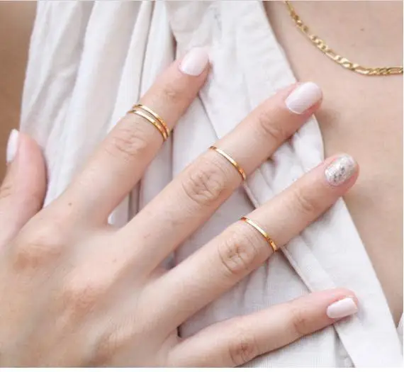 New Women Fashion Gold Silver Rose Metal Fine Every Rings Finger Ring Stacking M New Women Fashion Gold Silver Rose Metal Fine Every Rings Finger Ring Stacking M