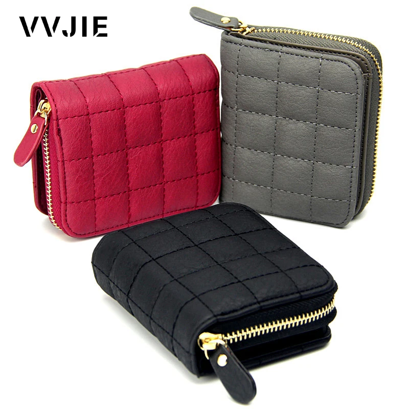 VVJIE Brand Wallet Women Short Zipper Coin Pocket Leather Wallet Money Clips Female Cards Purse ...