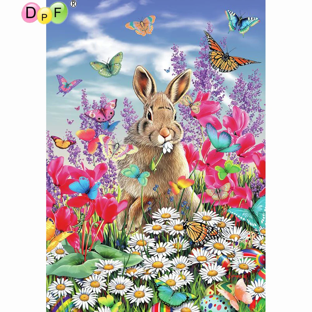 DIY rabbit butterfly full square diamond painting cross stitch needlework embroidery home decor mosaic kits Animal | Дом и сад
