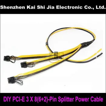 

2PCS/Lot DIY PCI-E PCIe 3 X 8(6+2)-Pin Graphics Video Card Splitter Power Cable for Bitcoin Litecoin RIG Miner 10AWG + 16AWG wir