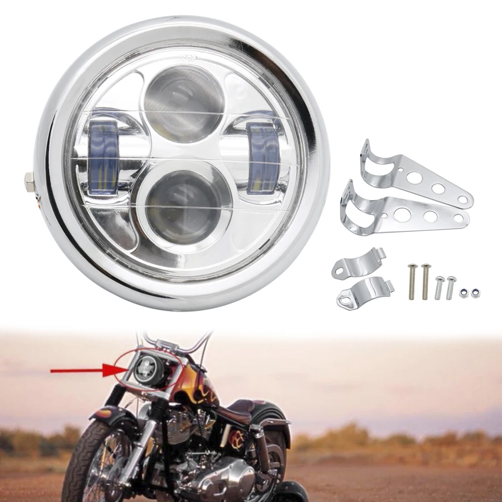 5 75/6 &quotмотоциклетные светодиодные фары для Harley Sportster Cafe Racer Bobber фара двигателя DRL с