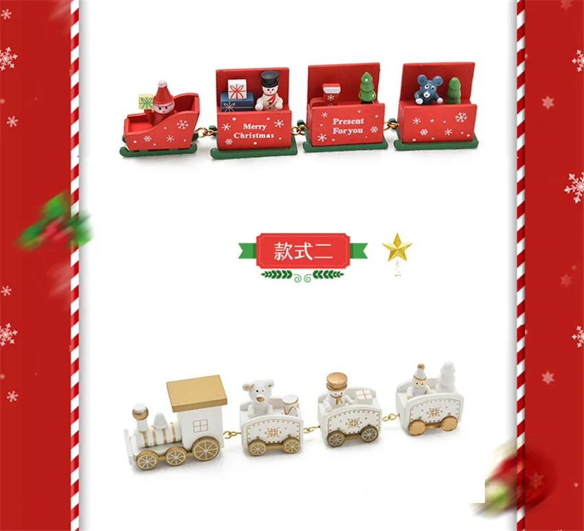 Рождественский поезд окрашенный дерево с Санта/медведь рождественские детские игрушки подарок орнамент navidad Рождественское украшение для дома подарок на год