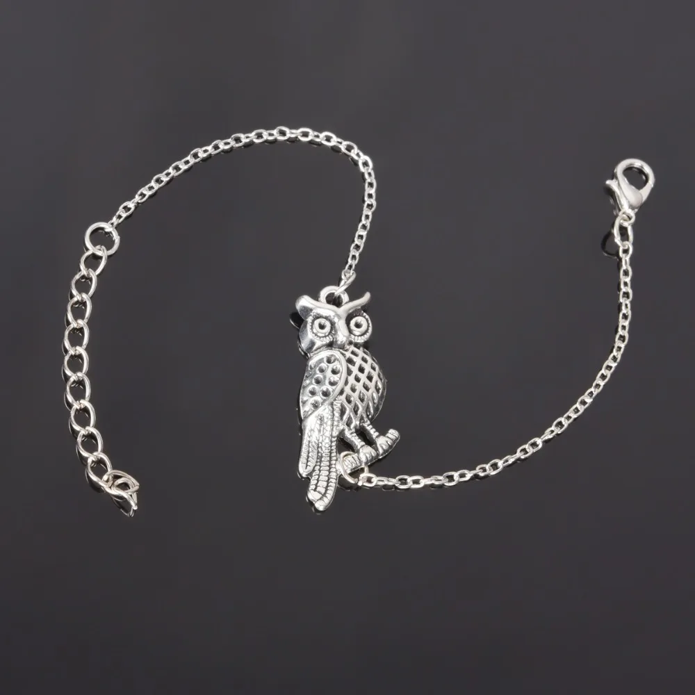 

Simple Style Silver Plated Owl Charm Bracelet Jewelry Gift Wedding Banquet Wholesale Top Quality ns227