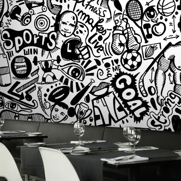 

3D photo wallpaper Large mural graffiti European characters wallpaper bar KTV Cafe personalized living room wallpaper mural