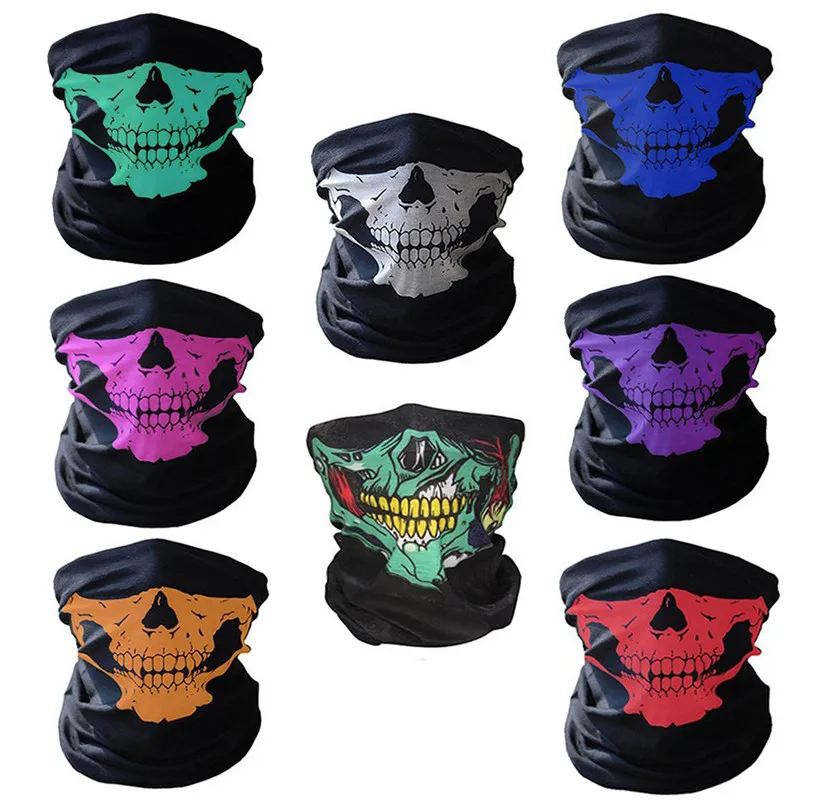 

Universal Motorycle Bicycle Ski Skull Half Face Mask Ghost Scarf Multi Use Neck Warmer COD wholesale 2018#22